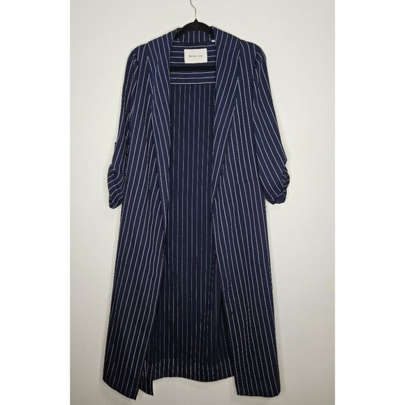 Aritzia Babaton New Kahlo Robe Sz XS Jacket Duster Pinstripe Navy Blue Corporate - Picture 4 of 15